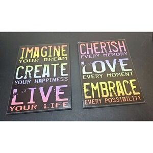 2 WOOD SIGNS CHERISH EVERY MEMORY, IMAGINE YOUR DREAM